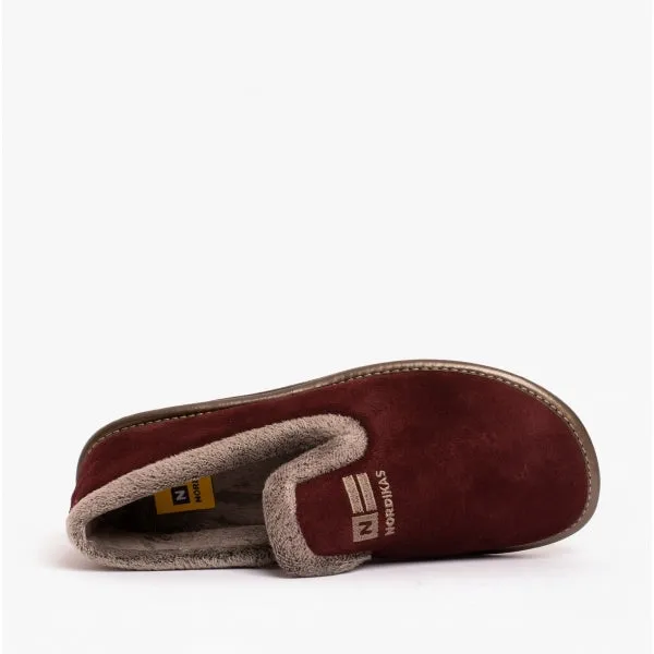 305 (AFELPADO) Ladies Suede Full Slippers Bordeaux