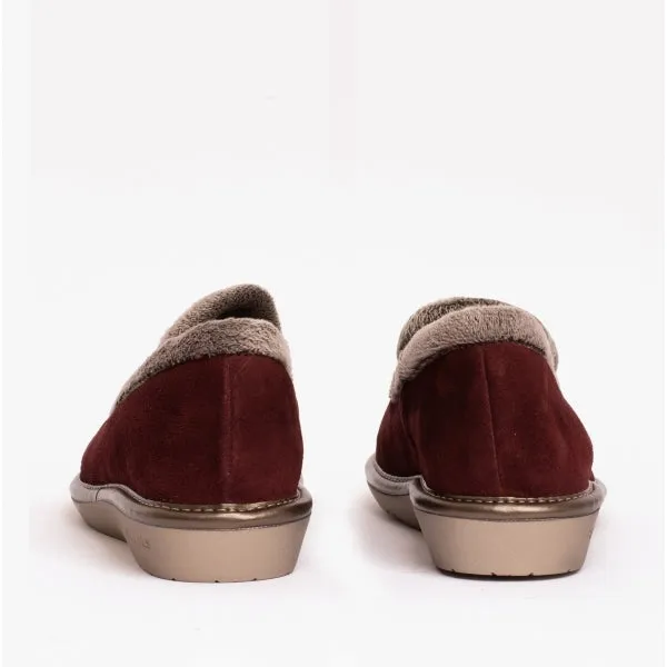 305 (AFELPADO) Ladies Suede Full Slippers Bordeaux