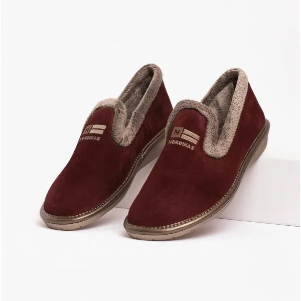 305 (AFELPADO) Ladies Suede Full Slippers Bordeaux