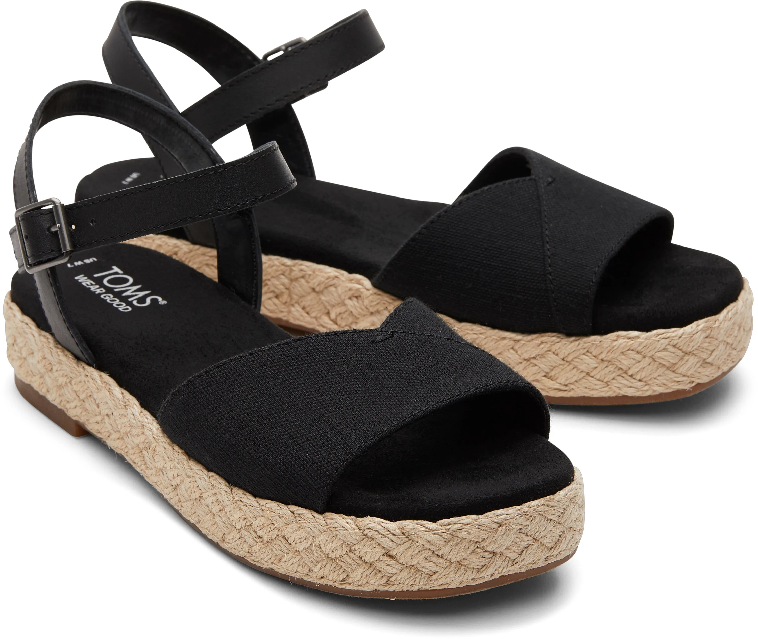 Abby Espadrille Sandal - Black Slubby Woven/Leather