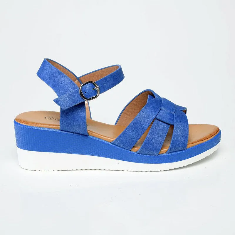 Alessio Lea Strap Wedge Sandals - Denim