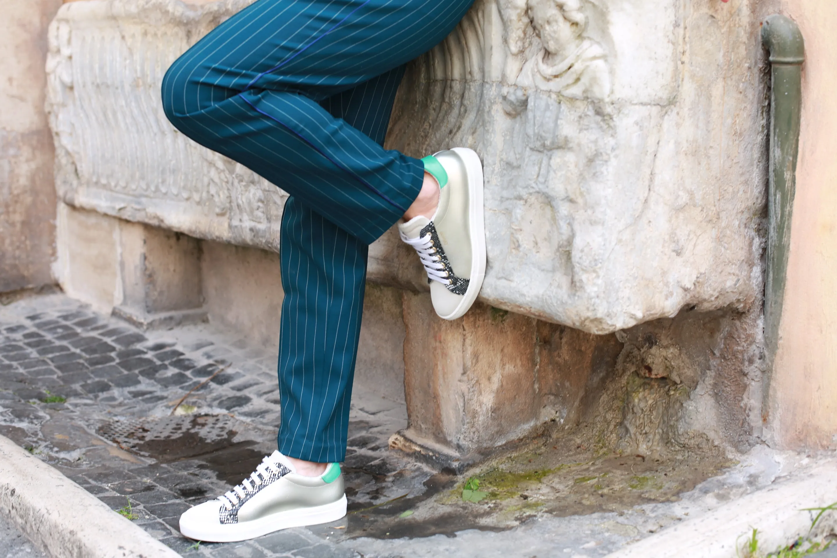 Amalfi - Silver and Seafoam Green Sneaker