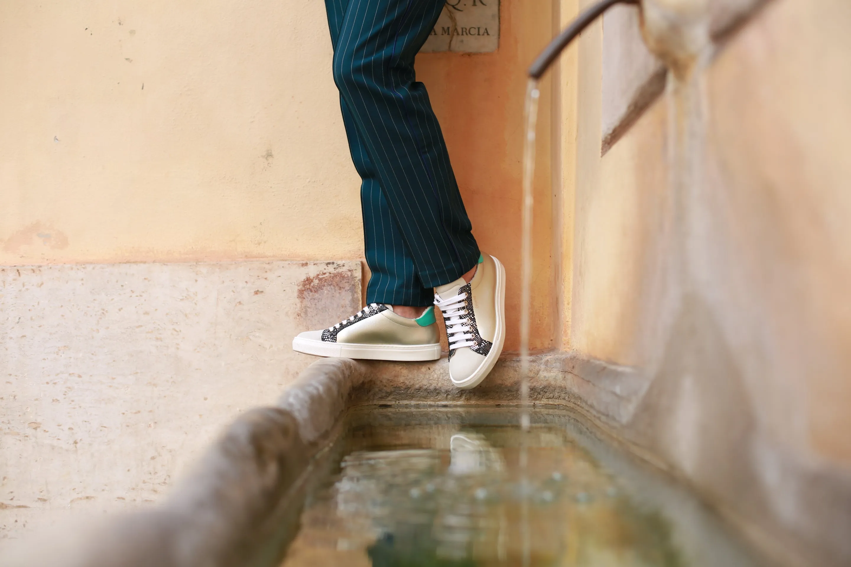 Amalfi - Silver and Seafoam Green Sneaker