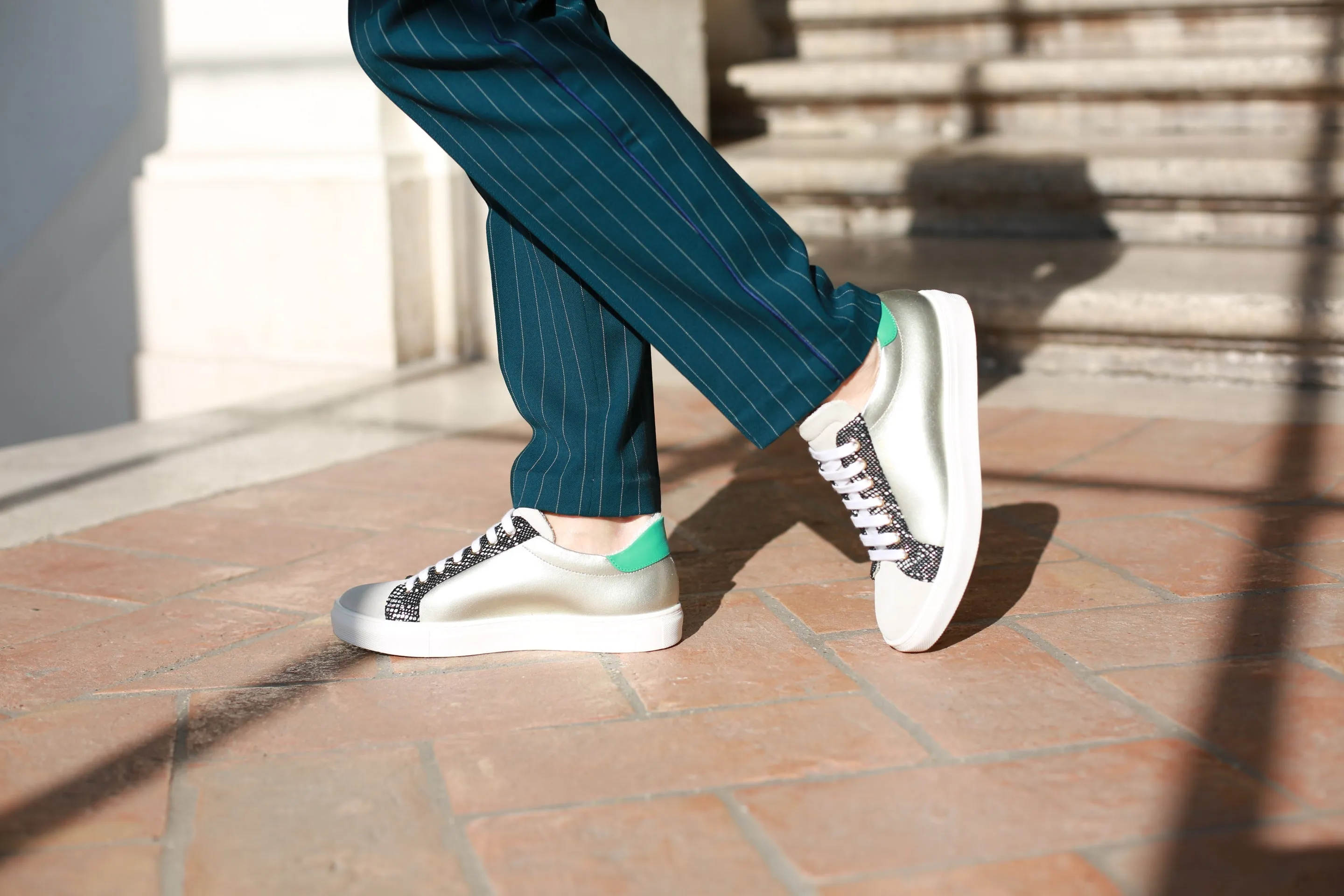 Amalfi - Silver and Seafoam Green Sneaker