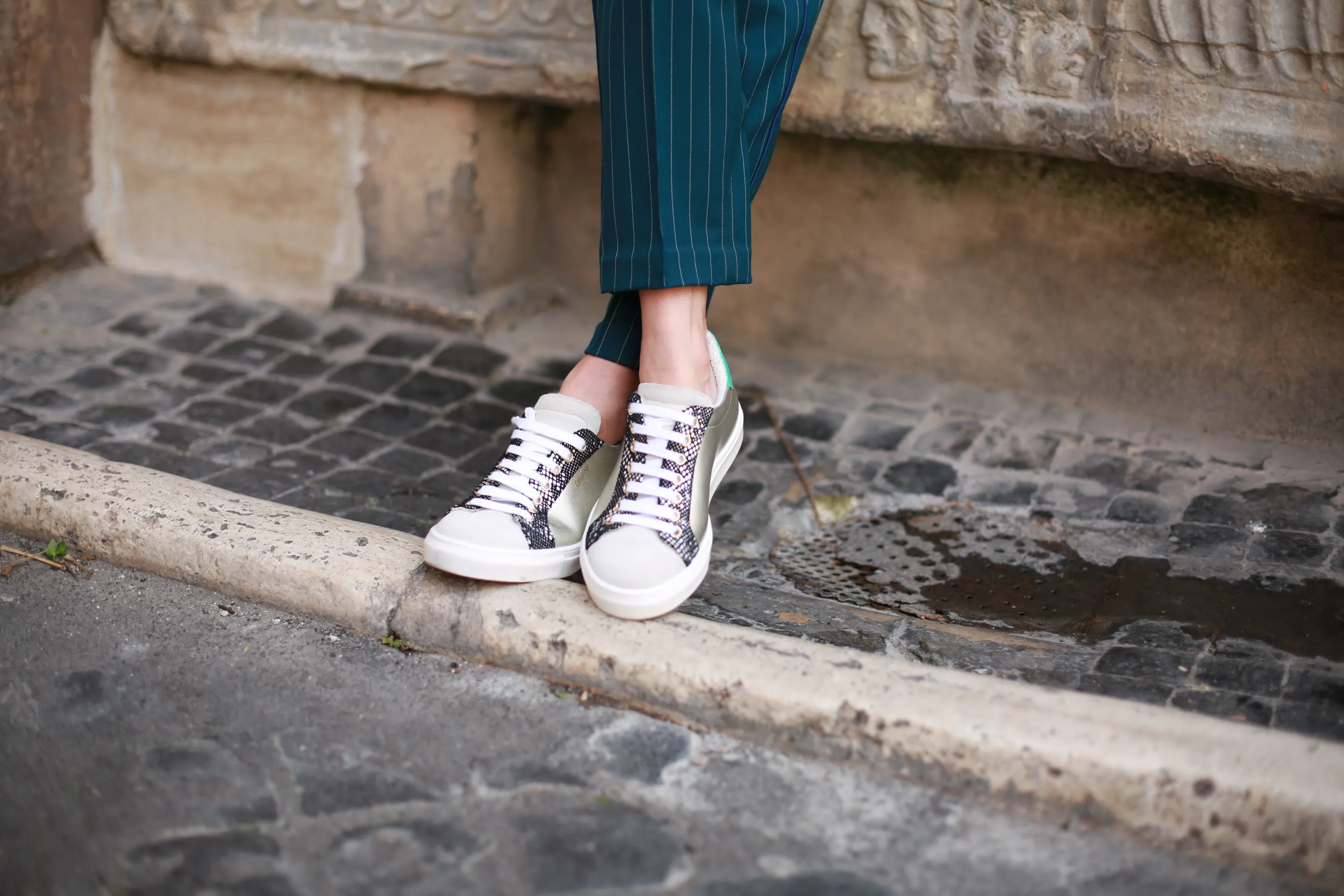 Amalfi - Silver and Seafoam Green Sneaker