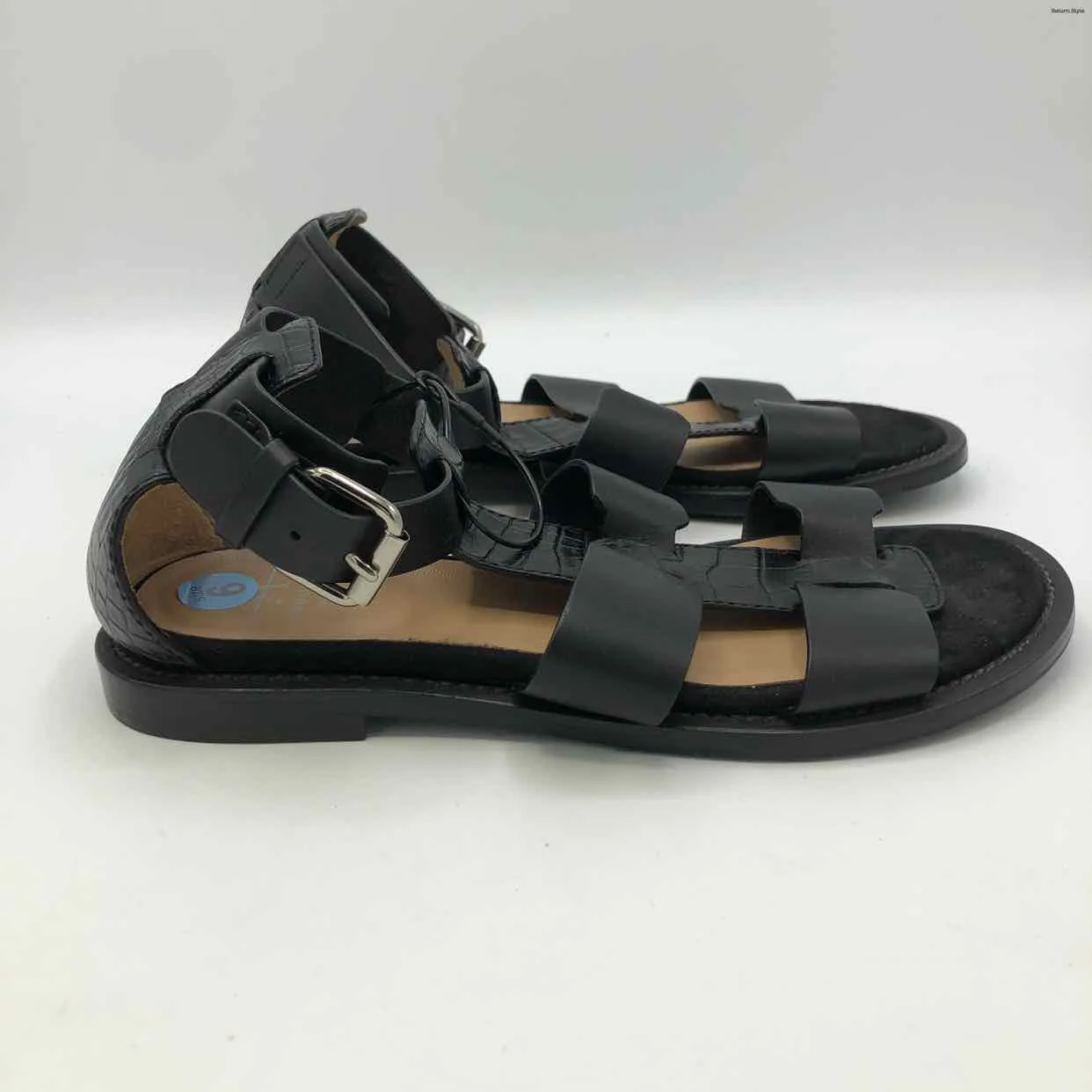 AQUATALIA Black Leather Italian Made Strappy Sandal Shoe Size 6 Shoes