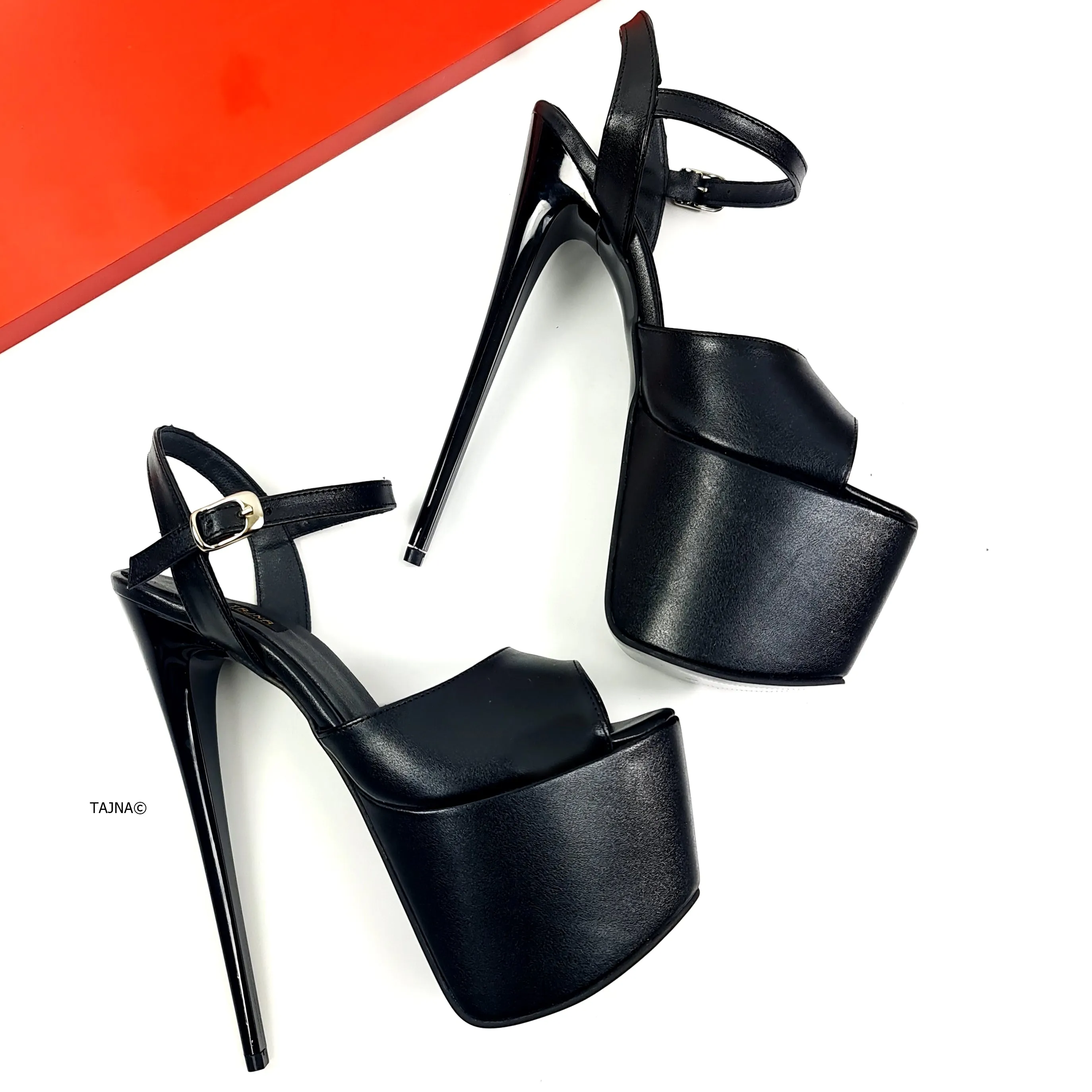 Black Matte Pencil High Heel Sandals