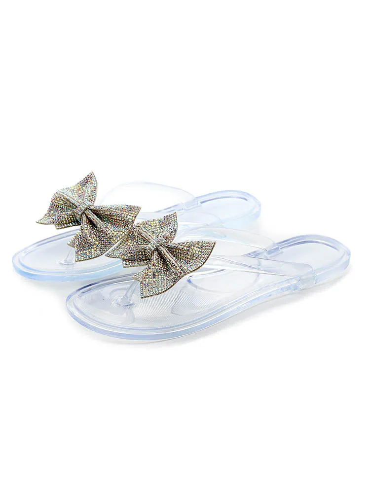 Bow Rhinestone Flip-Flops Sandals