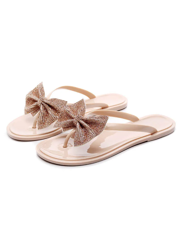 Bow Rhinestone Flip-Flops Sandals