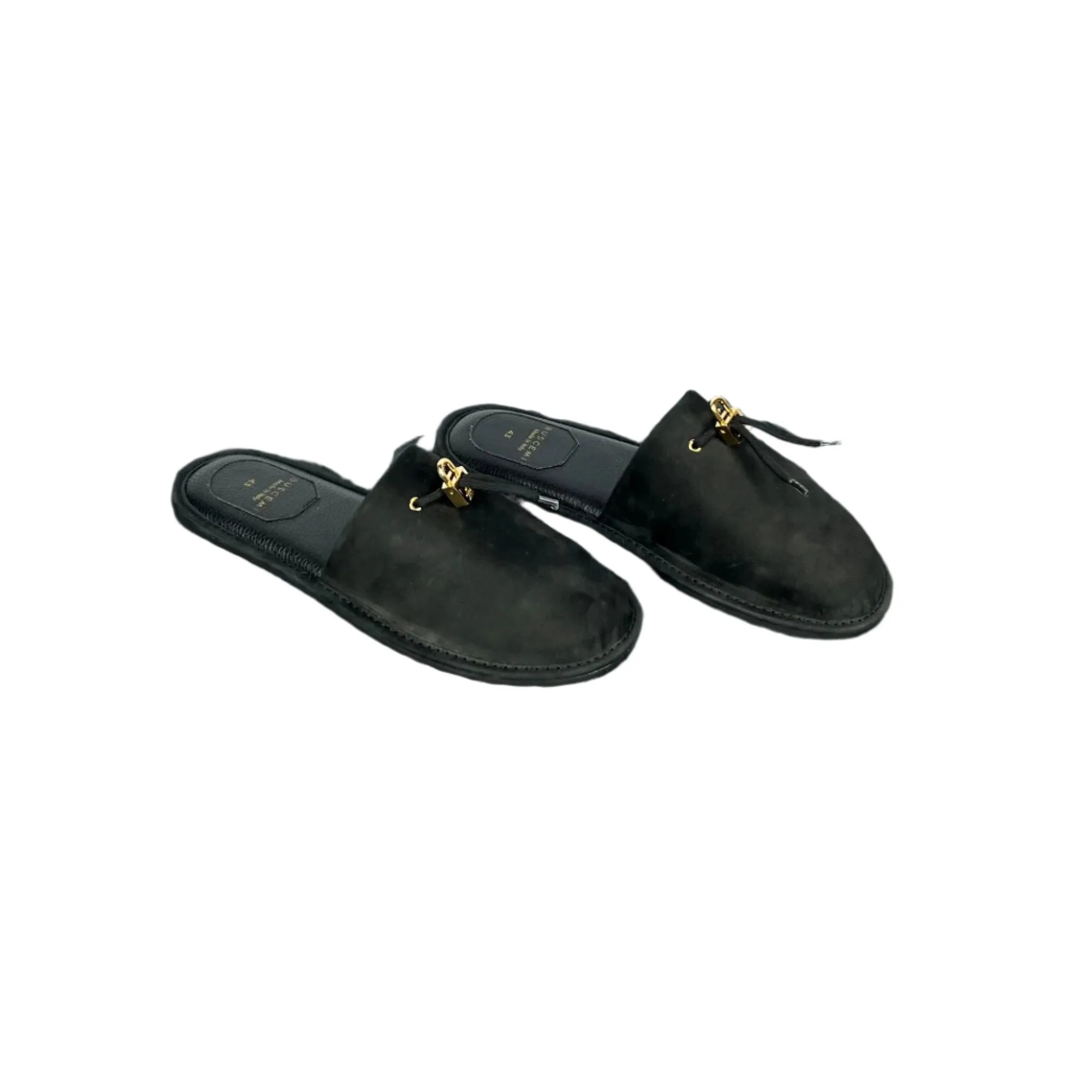 Buscemi Greenwich Black Nabuk Slippers