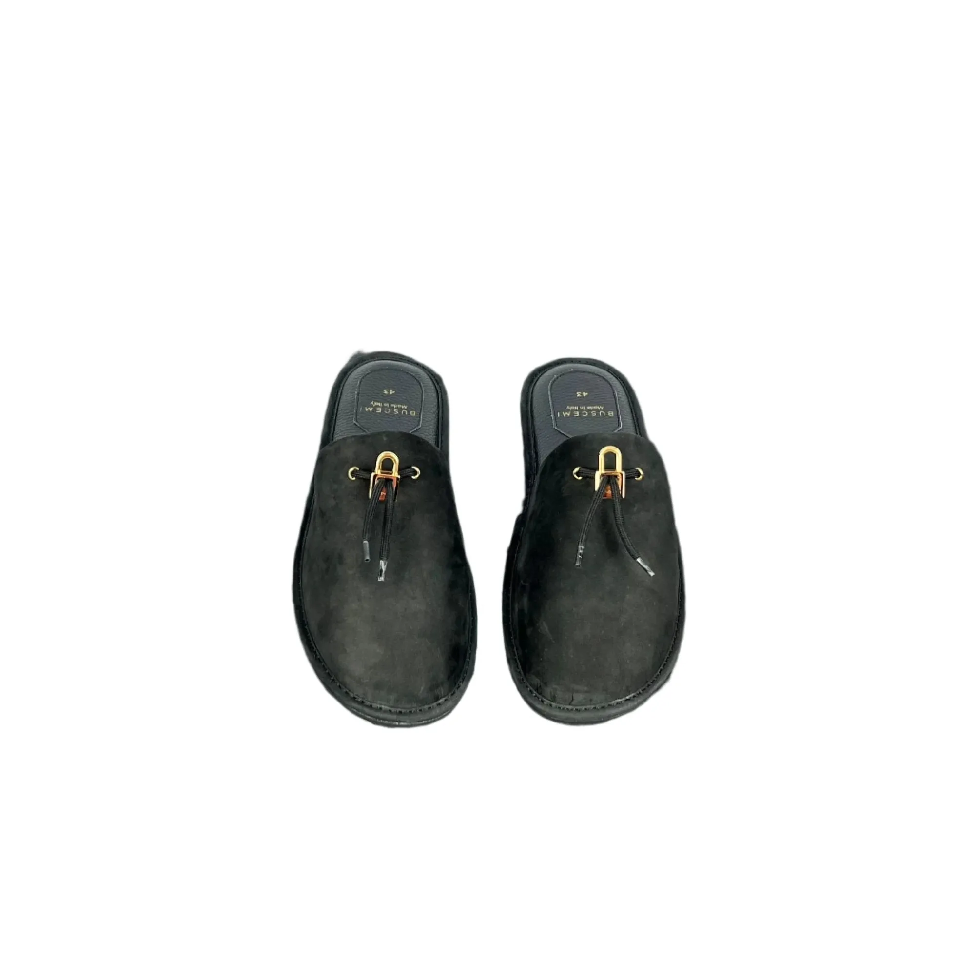 Buscemi Greenwich Black Nabuk Slippers