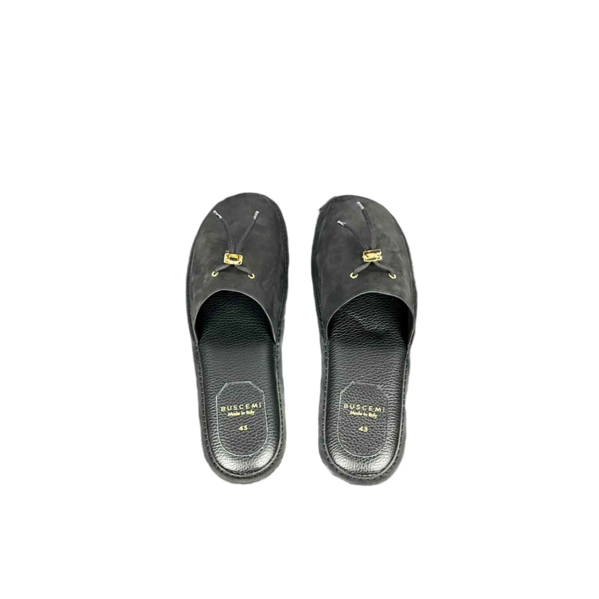 Buscemi Greenwich Black Nabuk Slippers