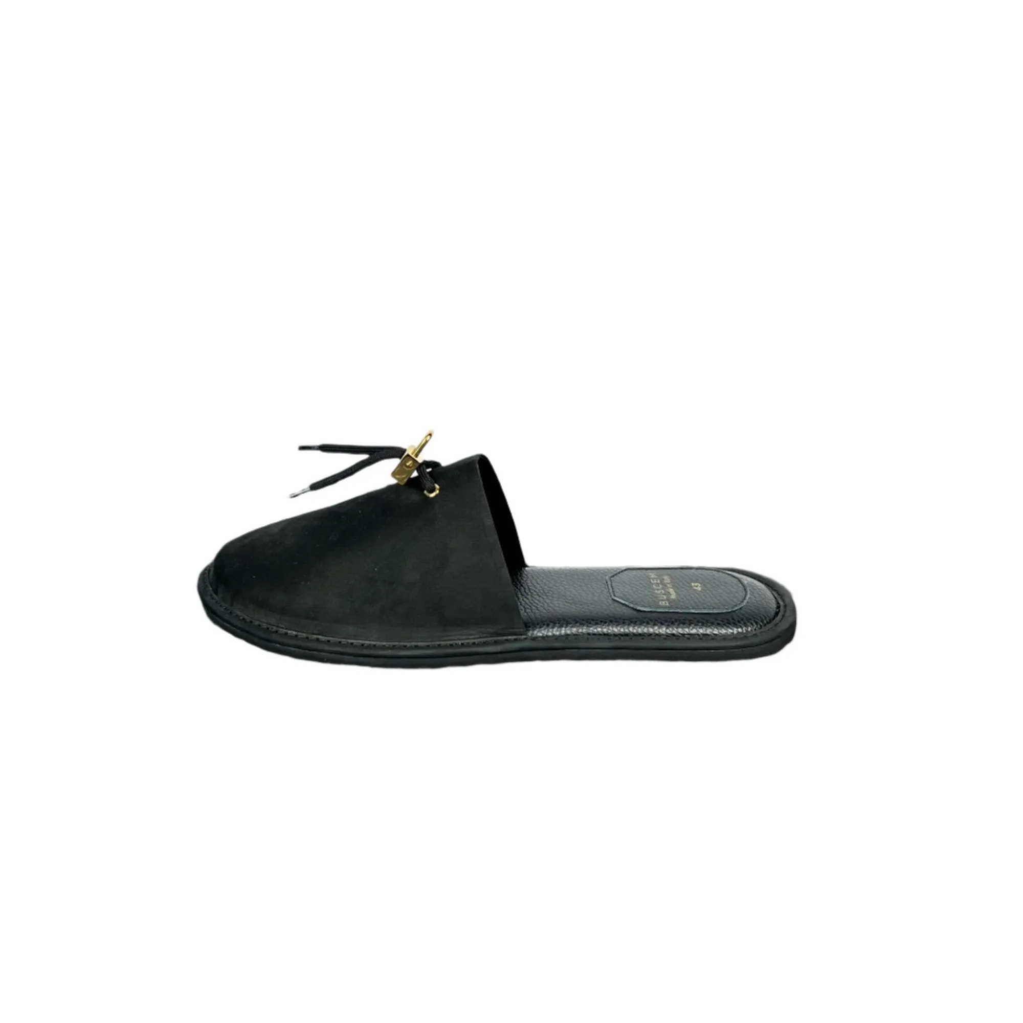 Buscemi Greenwich Black Nabuk Slippers