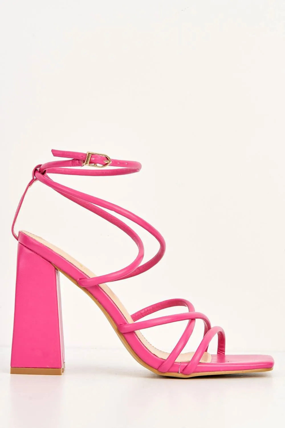 Chania Thick Strappy Block Heel Sandal in Fuchsia