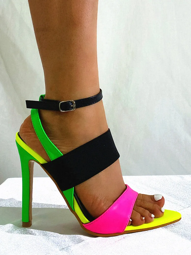 Color Block Heel Sandals