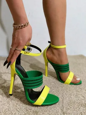 Color Block Heel Sandals