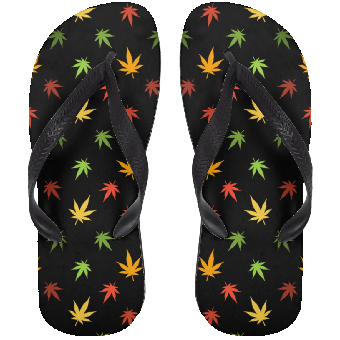 Colorful Weed Leaf Flip Flops