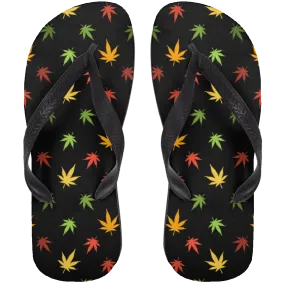 Colorful Weed Leaf Flip Flops