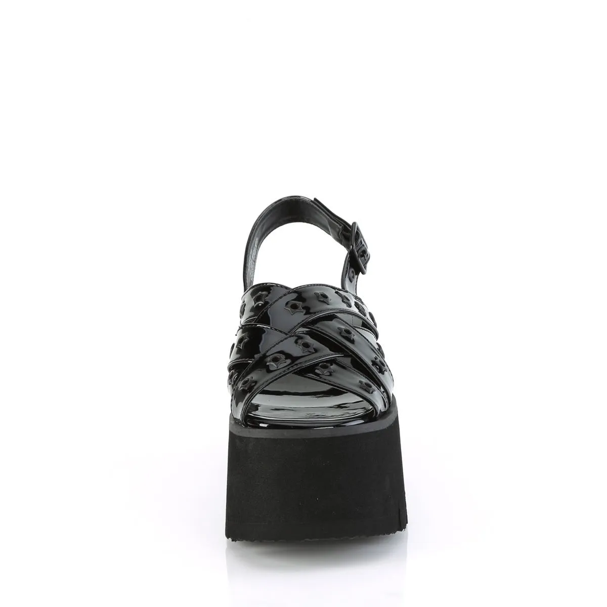 Demonia ASHES-12 | Black Patent Leather Sandals