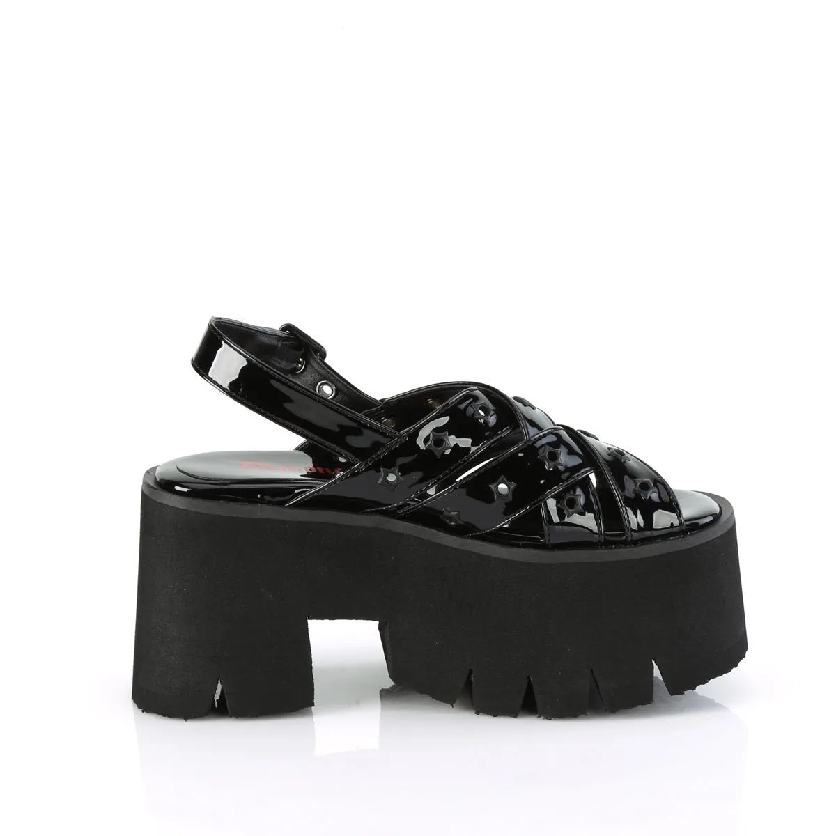 Demonia ASHES-12 | Black Patent Leather Sandals