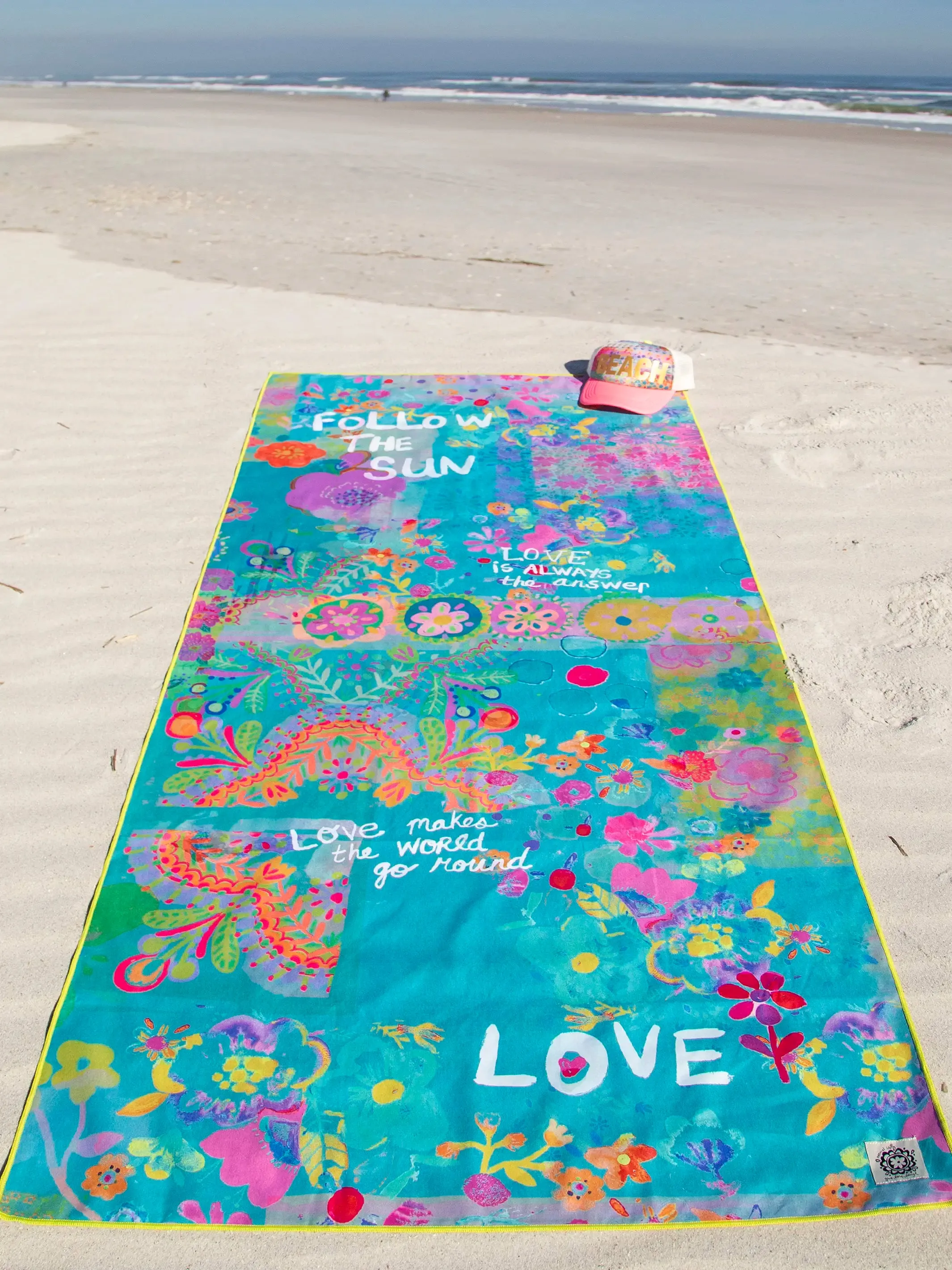 Double-Sided Microfiber Beach Towel - Teal Follow The Sun