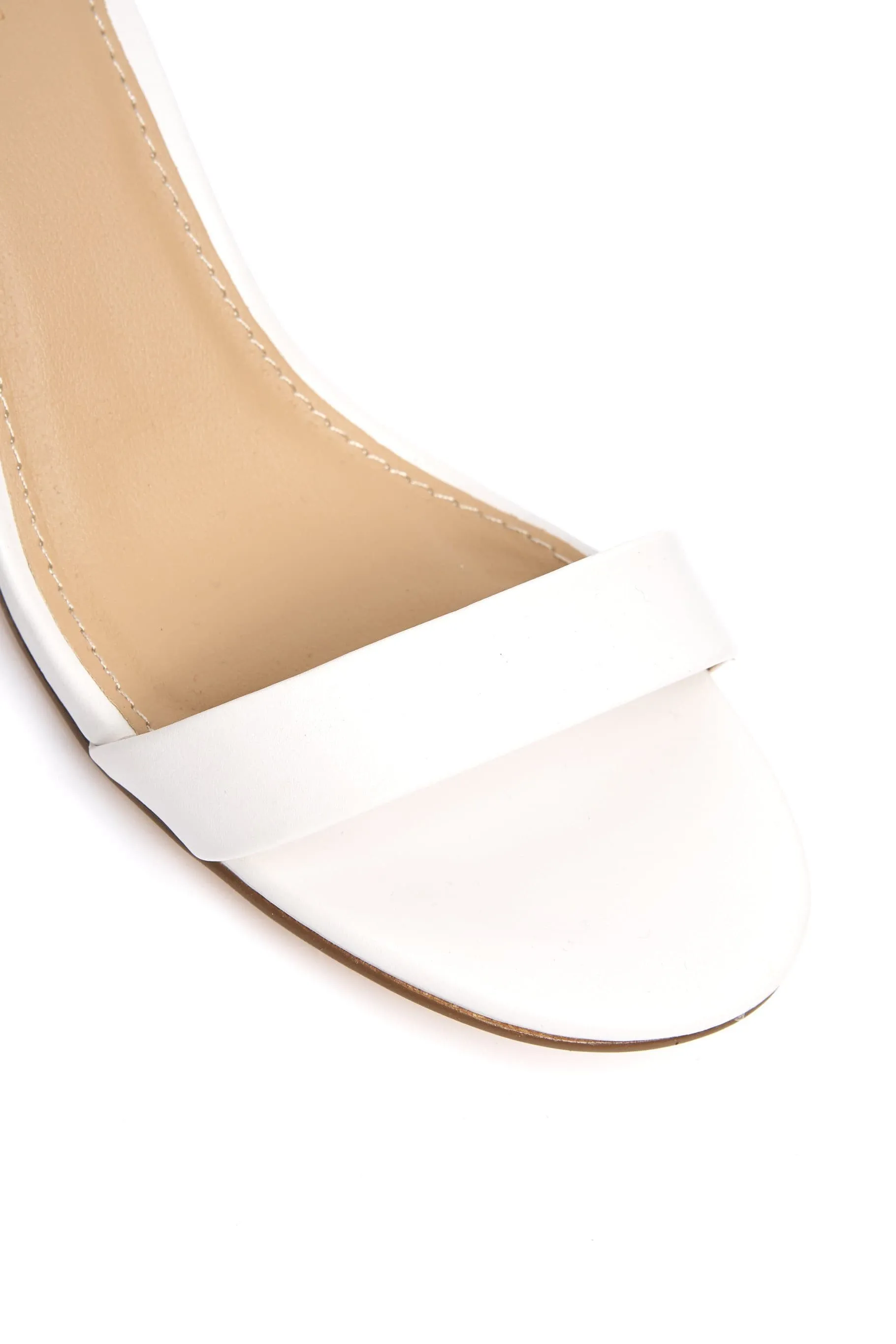 Elodie Gold Trim Anklestrap Sandal in White Matt