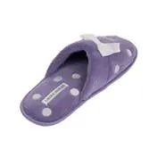 Embroidered Dot Purple Slipper with Bow