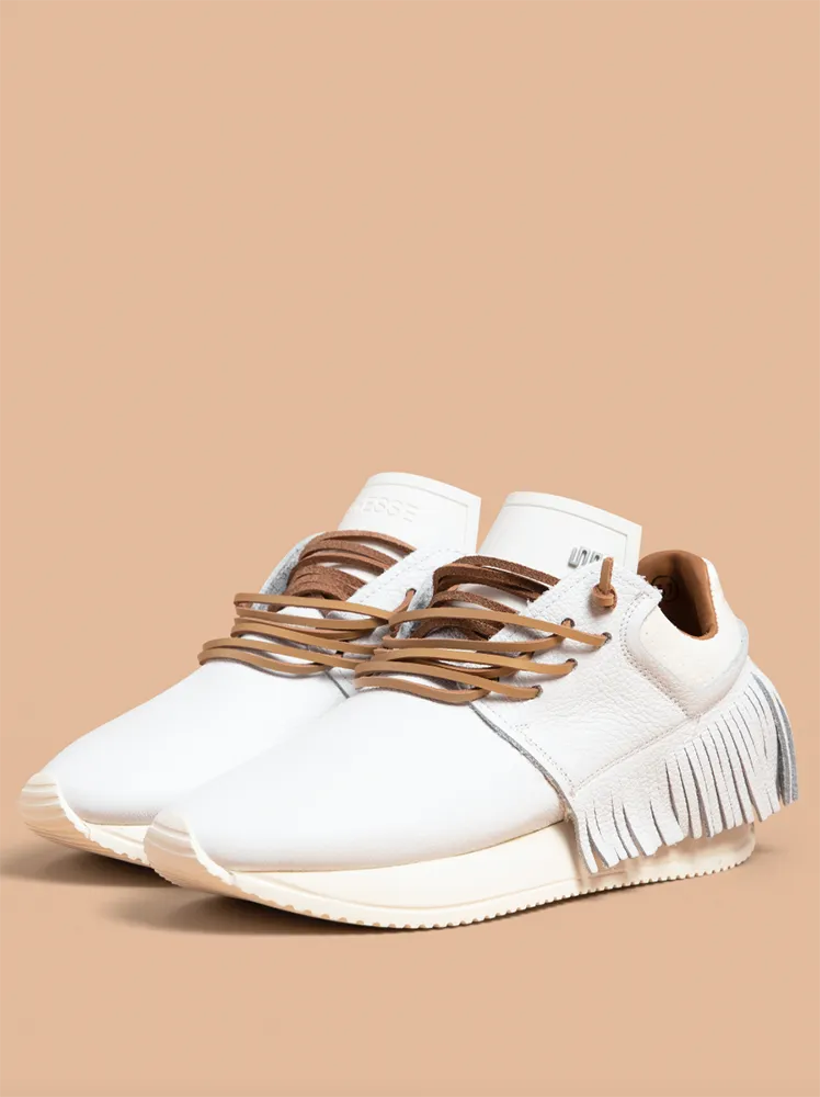 Esseutesse Leather Fringe Sneaker - White