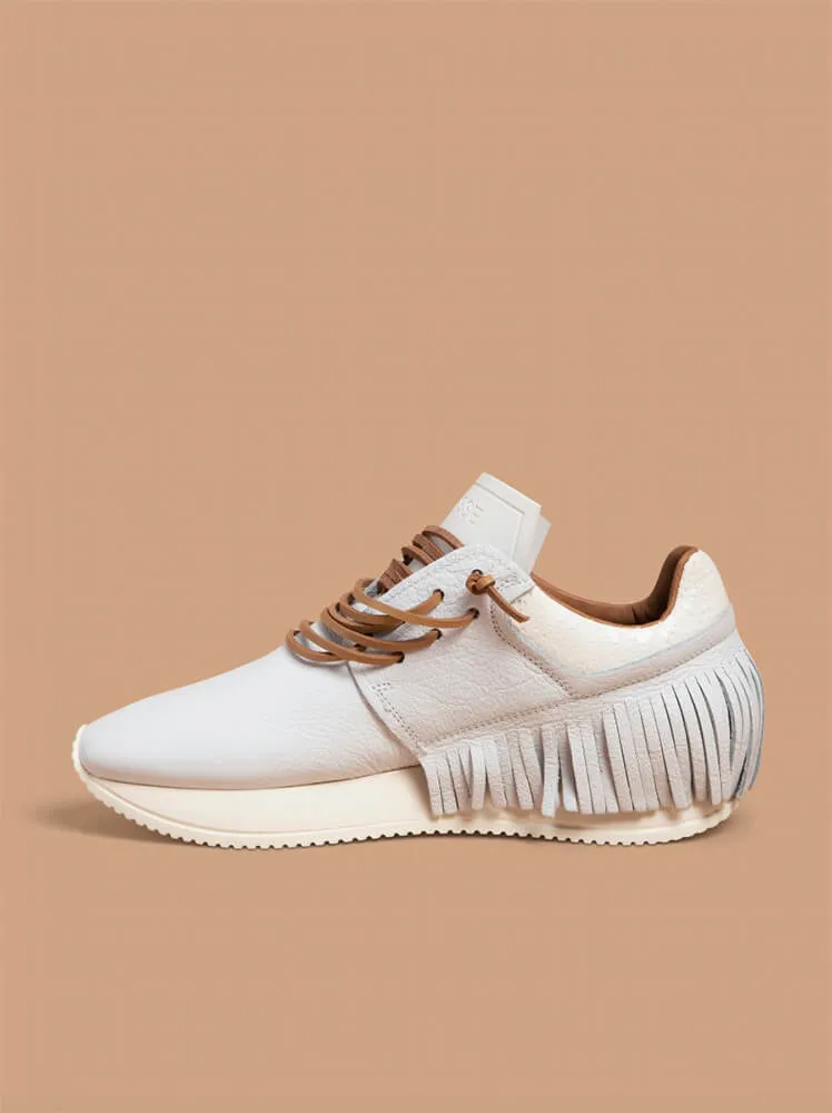 Esseutesse Leather Fringe Sneaker - White