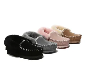 EVERAU® UGG Sheepskin Wool Ankle Slippers Popo Moccasin