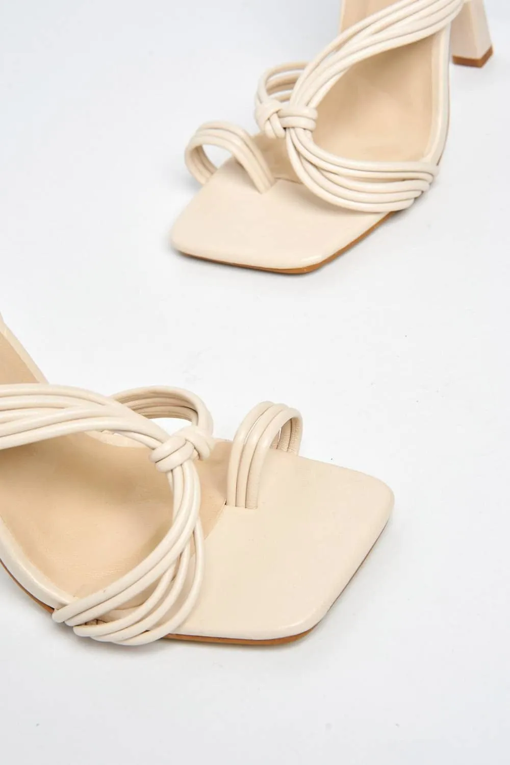 Evora Toe Ring Lace-up Strappy Sandal in Nude