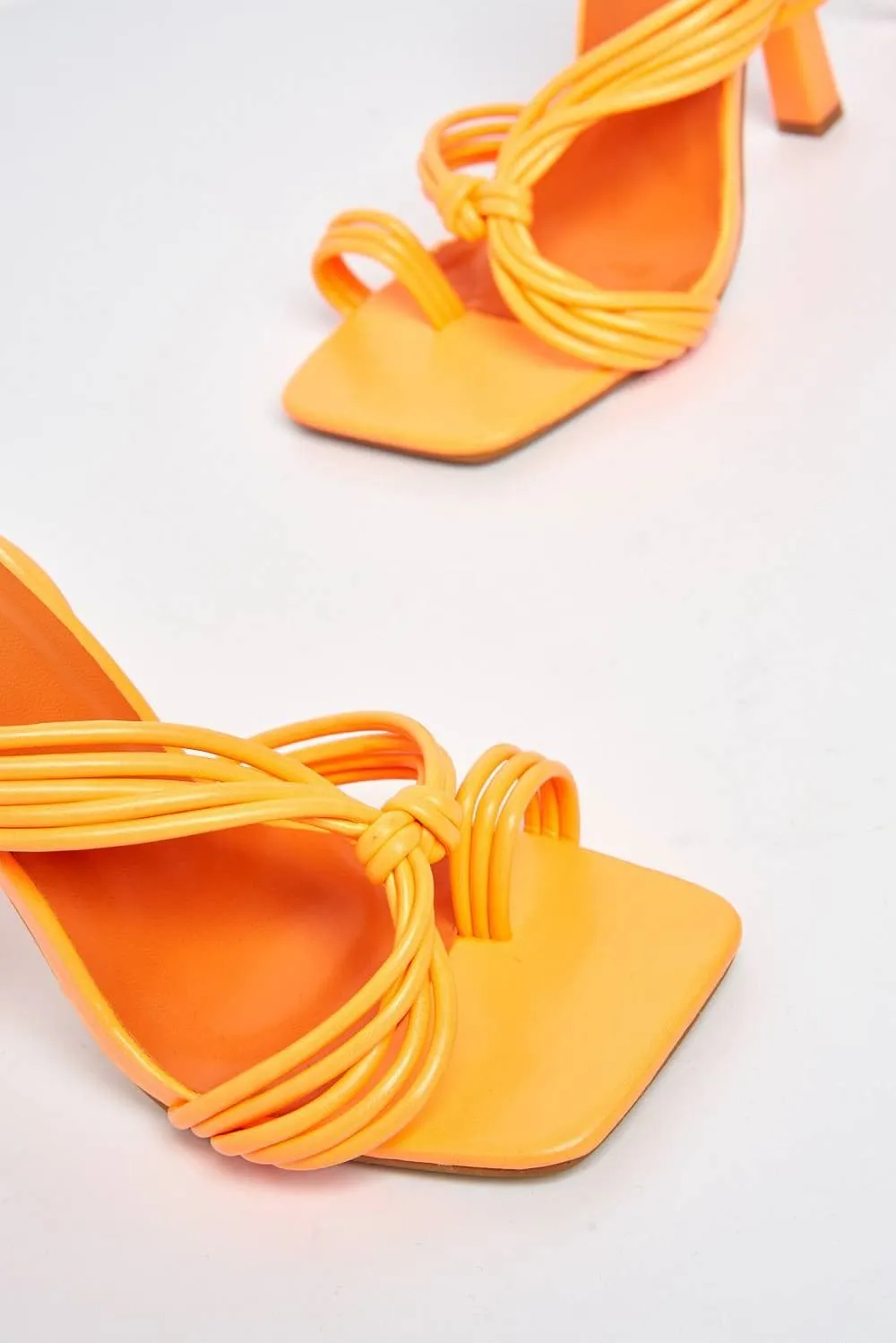 Evora Toe Ring Lace-up Strappy Sandal in Orange