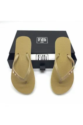 Filli London Crystal Diamond - Gold Luxury Flip Flops