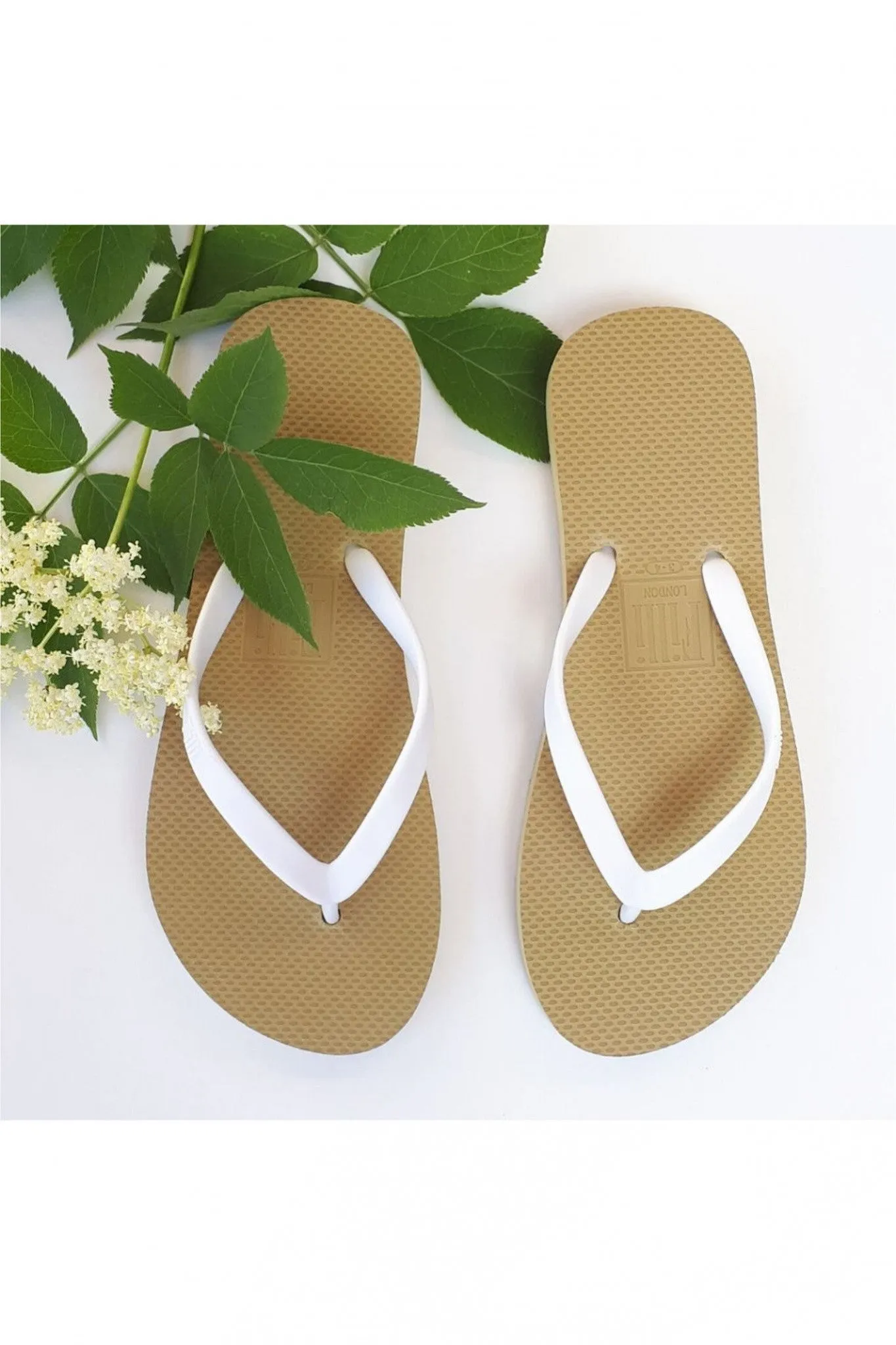 Filli London Naked Flip Flops - White On Gold