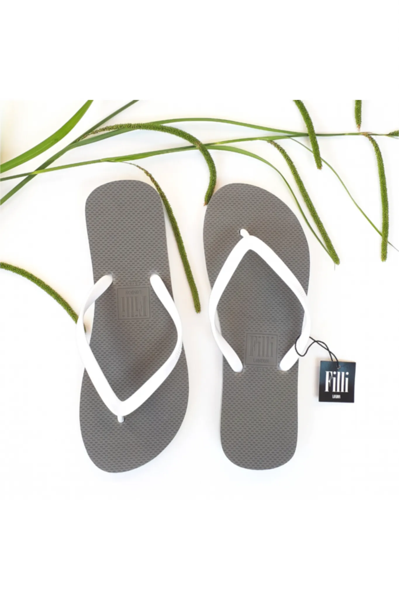 Filli London Naked Flip Flops - White On Silver