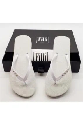 Filli London St Tropez Crystal Flip Flops - White