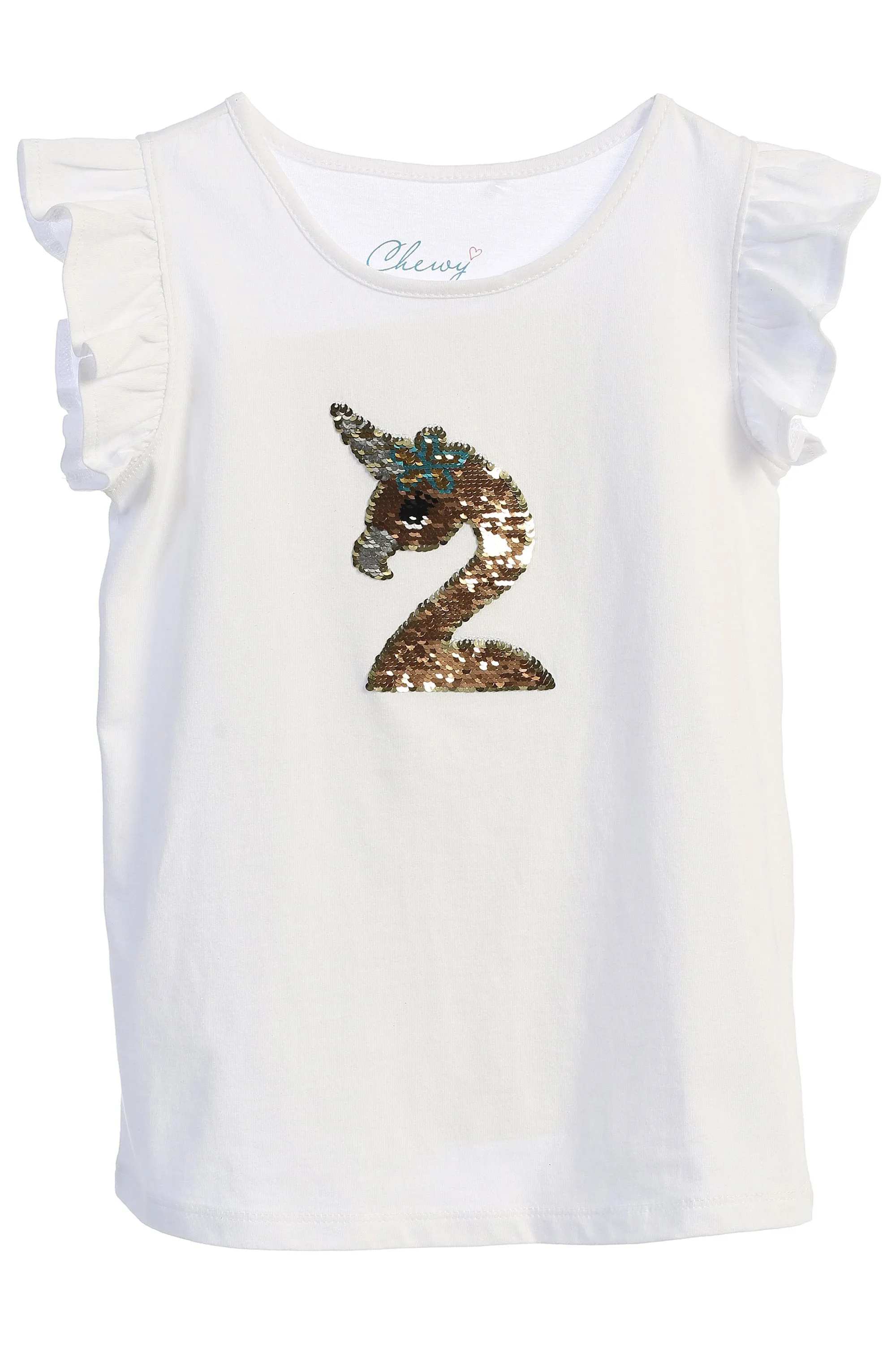 Flamingo-corn Flip Sequin Shirt for Girls