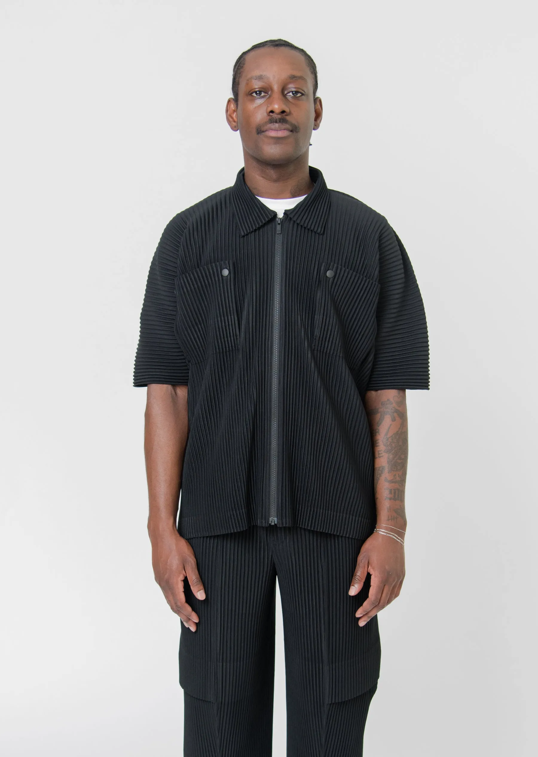 Flip Pleated Shirt Black JJ172-15