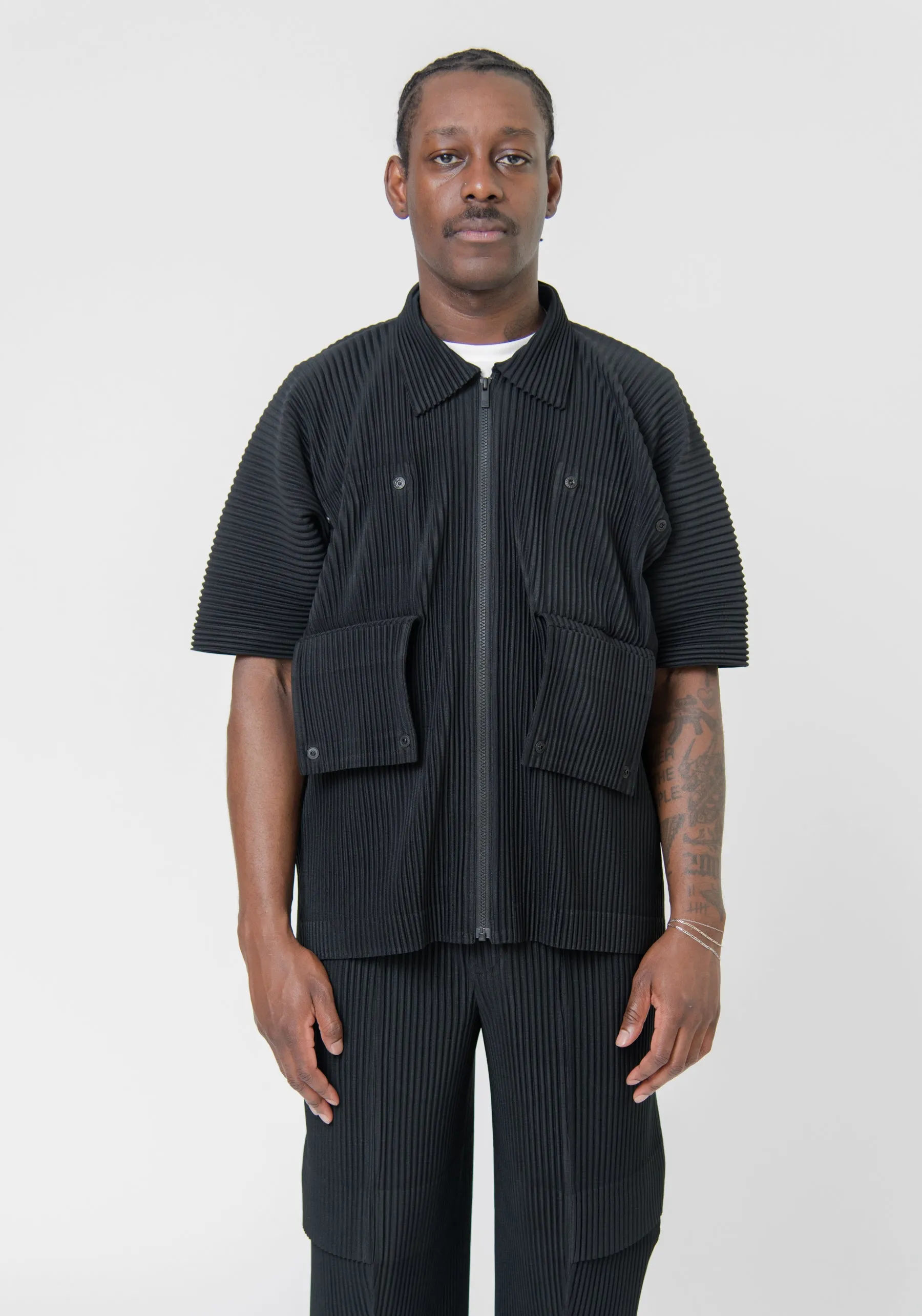 Flip Pleated Shirt Black JJ172-15