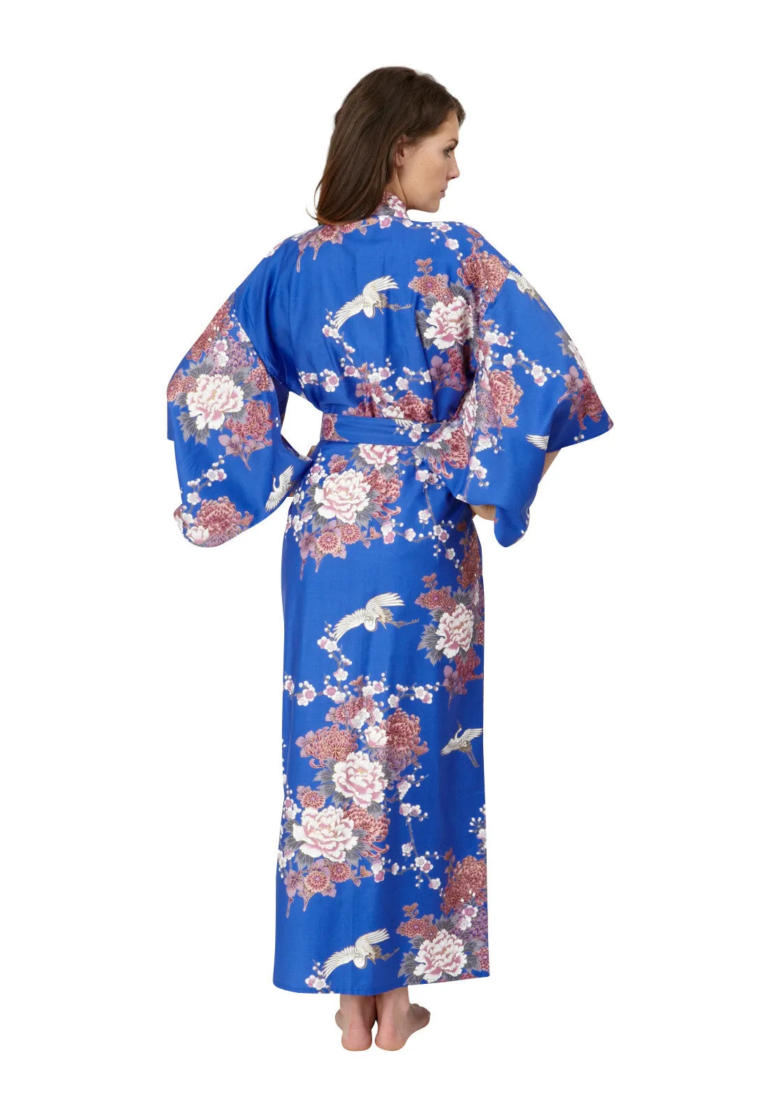 Flying Crane & Peony Long Cotton Kimono