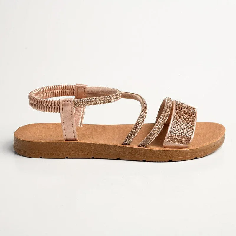 Franco Rossi Rose Ladies Bling Sandal - Rose Gold