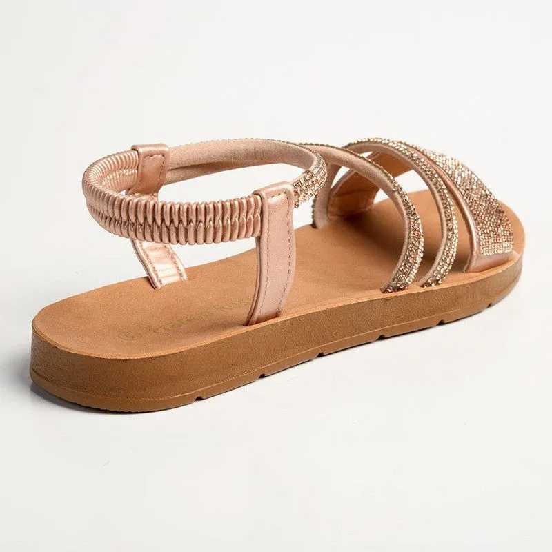 Franco Rossi Rose Ladies Bling Sandal - Rose Gold