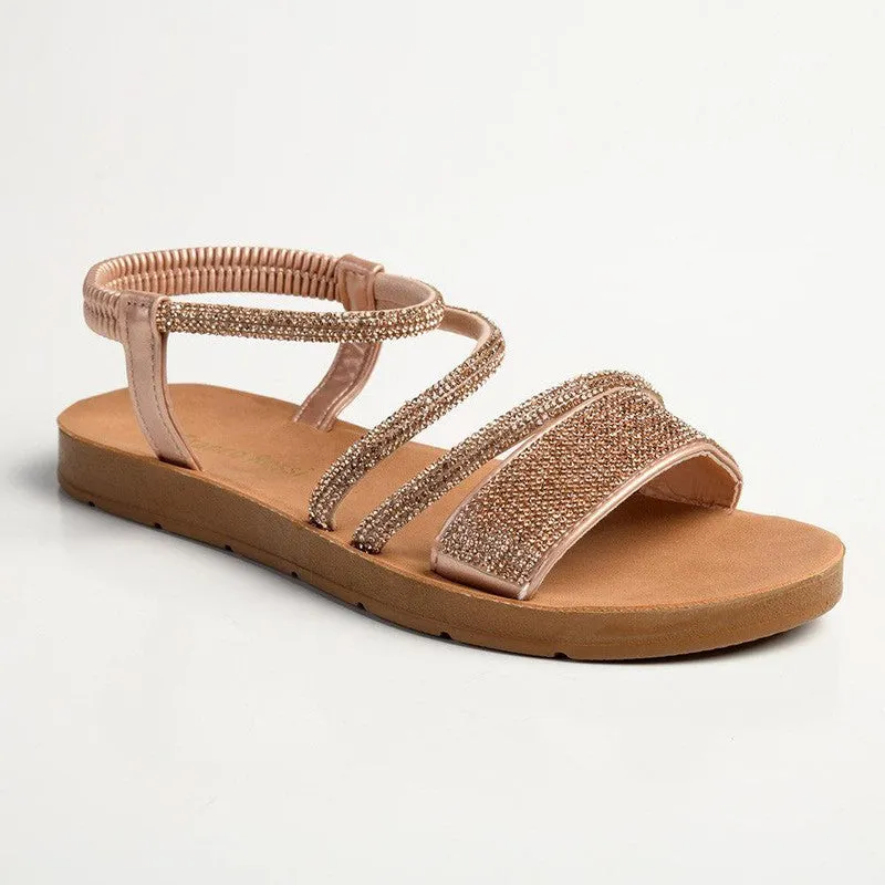 Franco Rossi Rose Ladies Bling Sandal - Rose Gold