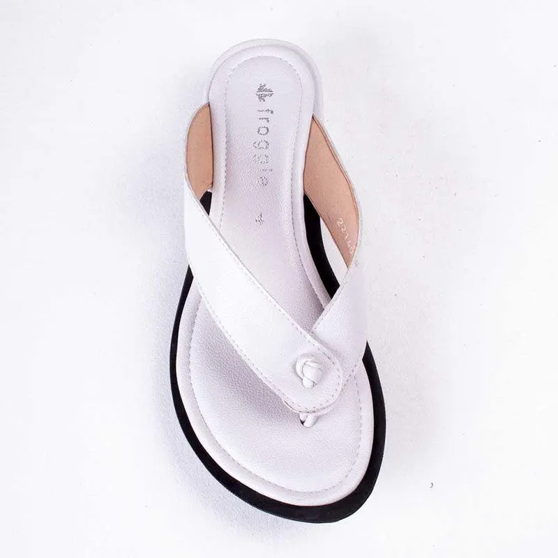 Froggie Rox Leather Comfort Thong Sandal - White