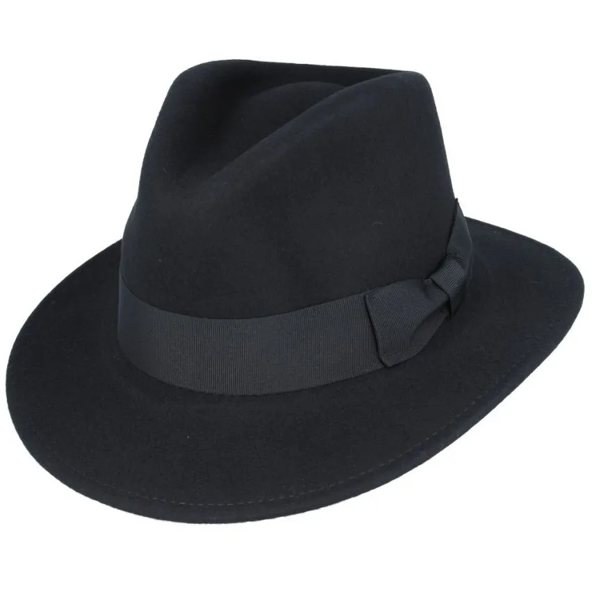 Handmade 100% Wool Black Fedora