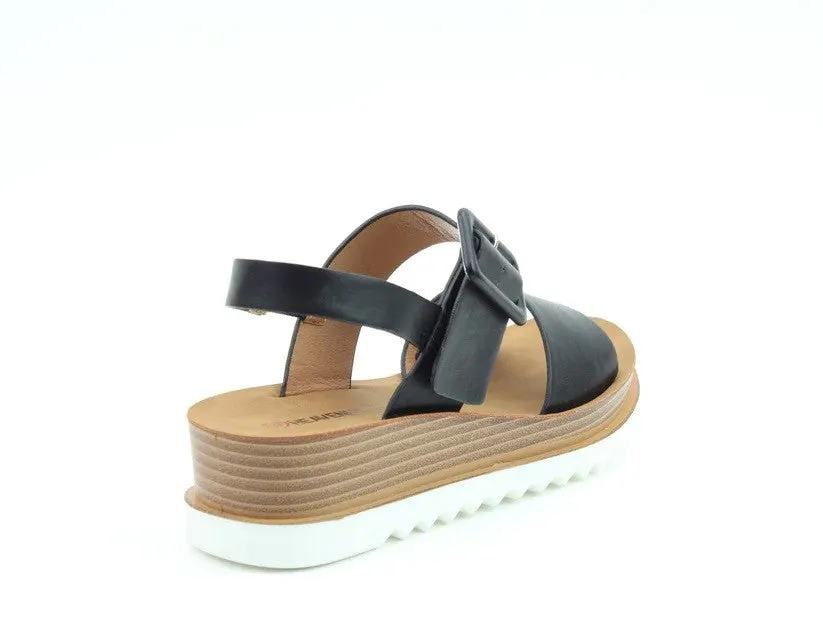 Heavenly Feet Ladies Pistachio Elasticated Wedge Open-toe Sandal -BLACK