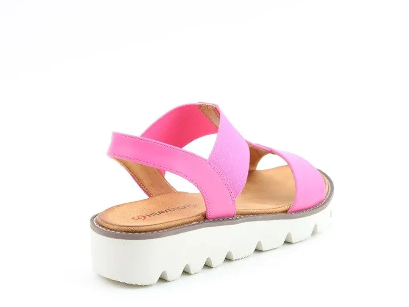 Heavenly Feet Ladies Ritz Wedge Elasticated Strap Sandal -HOT PINK