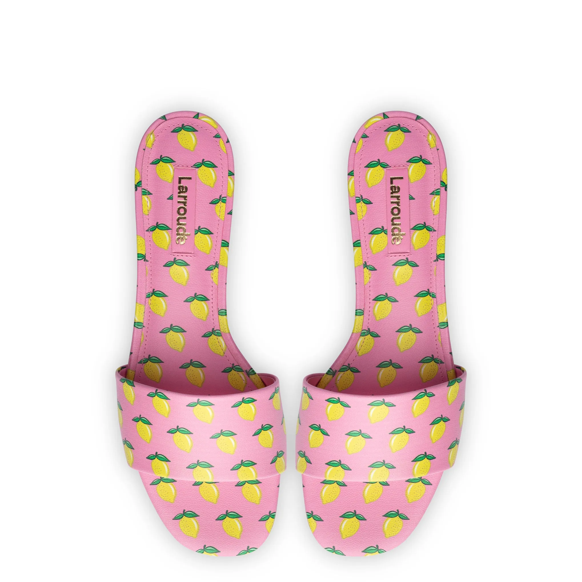 Ivy Flat Mule In Bubblegum and Lemon Print Leather