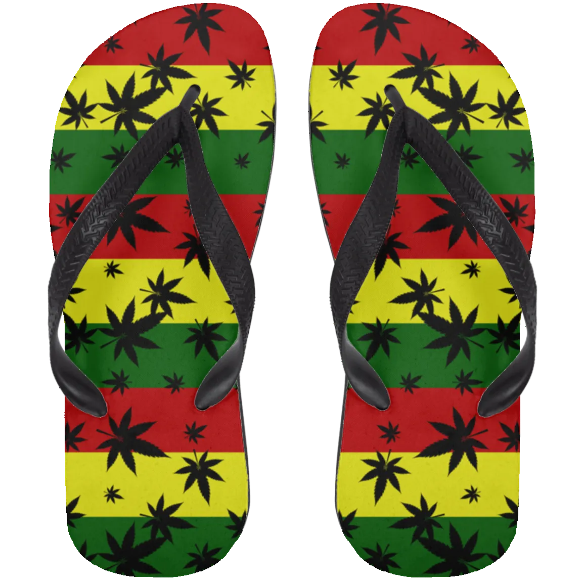 Jamacian Rasta Weed Leaf Flip Flops