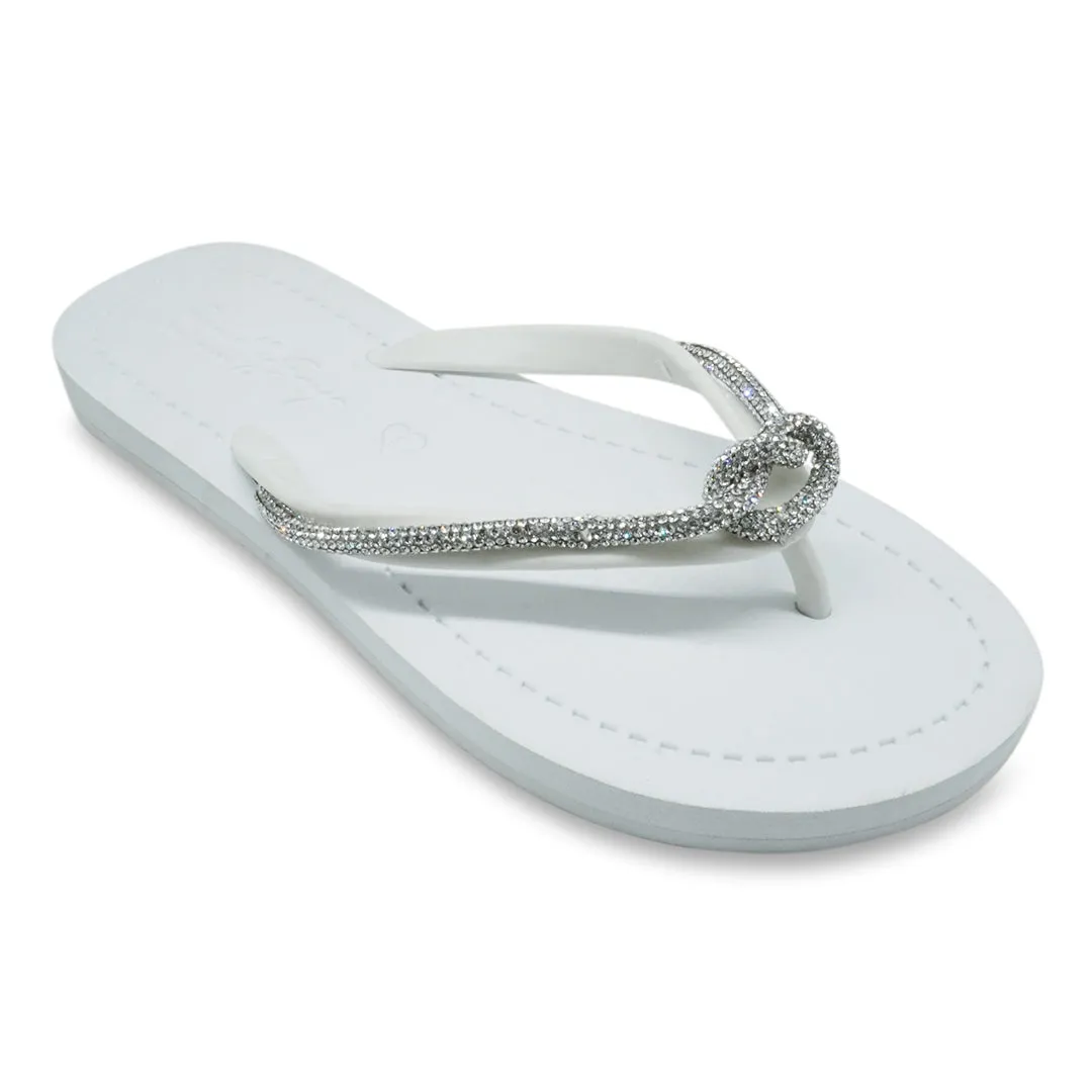 Knot_Crystal Rhinestone rope - Womens Flat Flip Flops Sandal